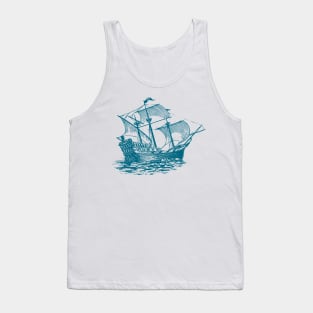 Wooden Sailing ship sketch Tank Top